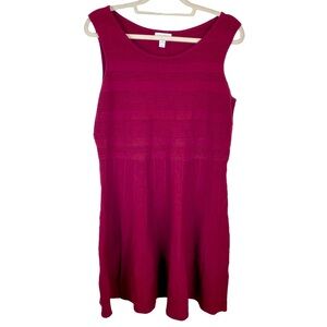 CHARTER CLUB red skater knit rayon red dress sleeveless textured size PM petite